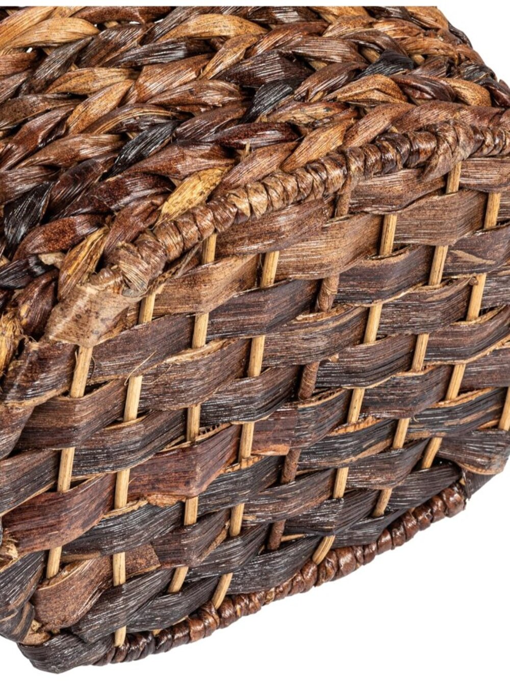Boho Oval Braided Bankuan Bathroom Tissue/Toilet Paper Basket with Wood Handle, - Picture 7 of 8